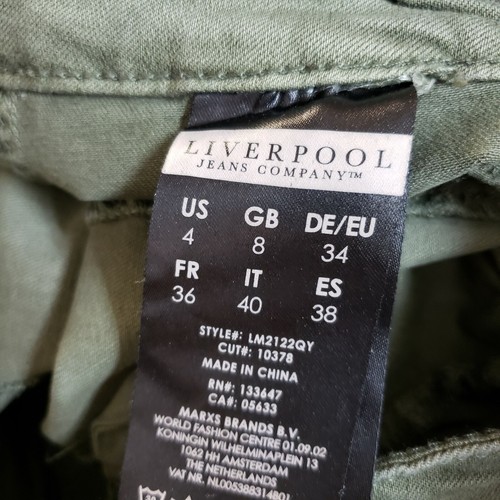 Liverpool Womens Kylie Cropped Cargo Pants Sz 4 Green Mid Rise Cotton Blend - Picture 10 of 10