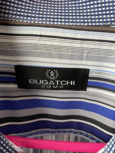 Bugatchi HERREN Vintage Herren Knopfleiste Shirt L mehrfarbig 100 % Baumwolle EUC - Bild 10 von 14