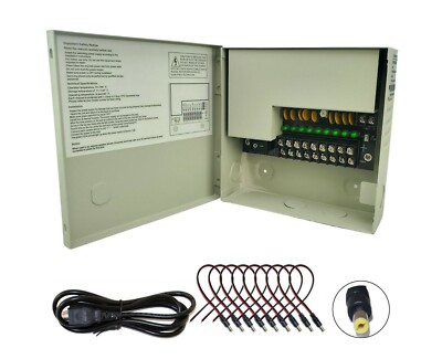 9 Channel DC 12V 5 Amper 5A CCTV Security Camera Power Supply Distribution Box