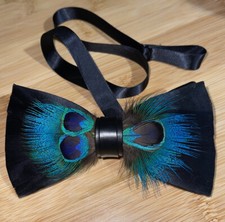 RBOCOTT Mens Handmade PEACOCK Feather Pre-tied Bow Tie