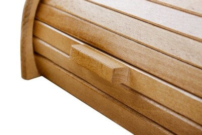 Wooden Bread Box, Roll Top Bread Storage for Kitchen Counter, Rustic