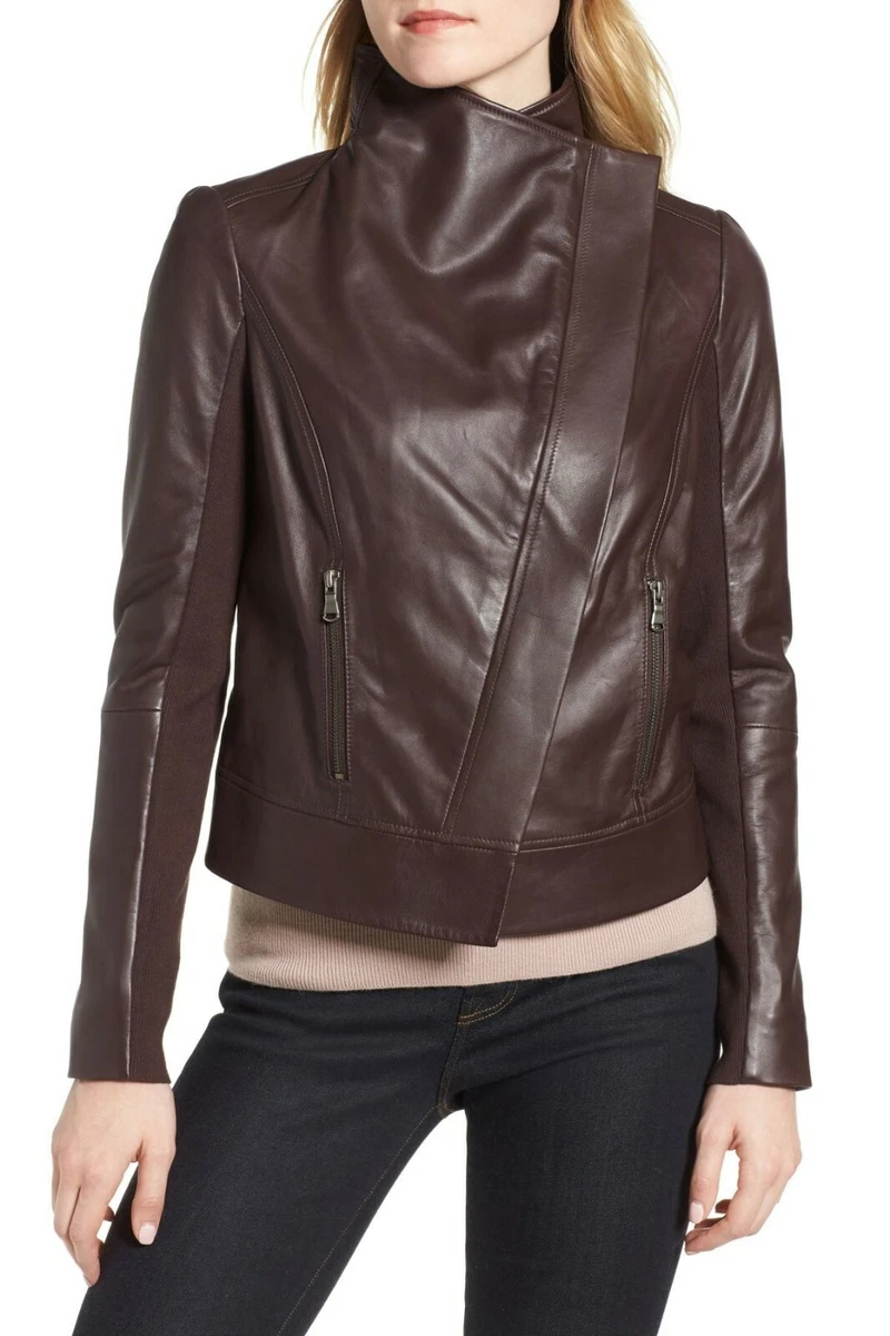 Trouve drape front leather jacket sale