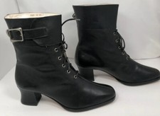 Black Granny Boots Buckle  Laces Sz 36 Model 1908 Carrano Italy VTG NO BOX SEE