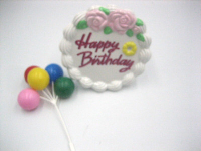 Happy Birthday Cake Sign Topper Balloons Ceramic Sign