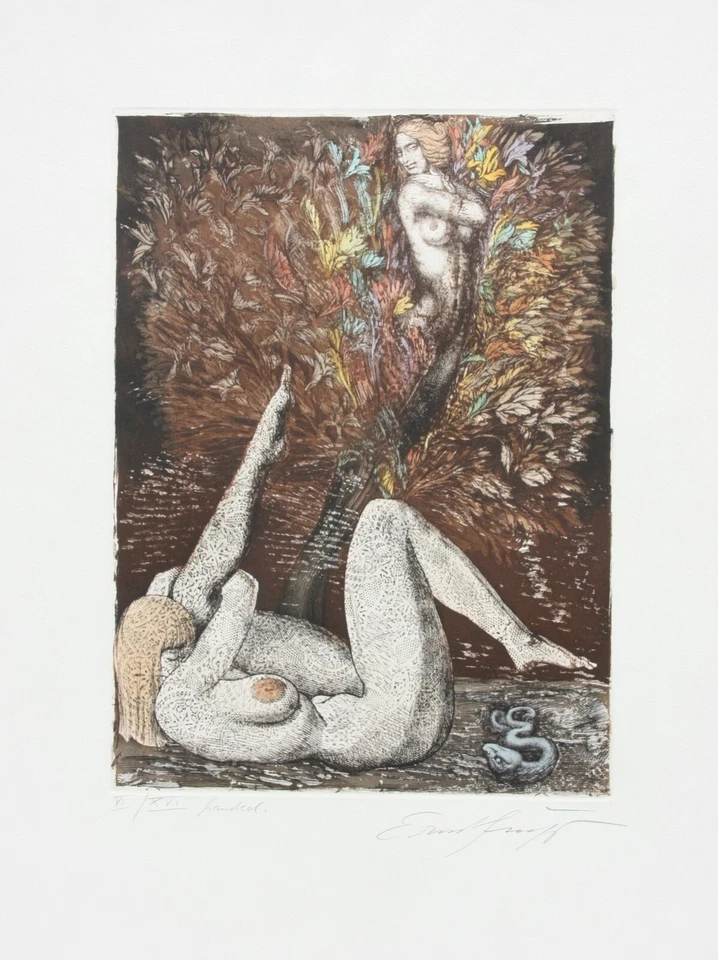 Ernst Fuchs (1930-2015), sign. Radierung, handkoloriert "Lilith-Traum der Eva" - Bild 4 von 4