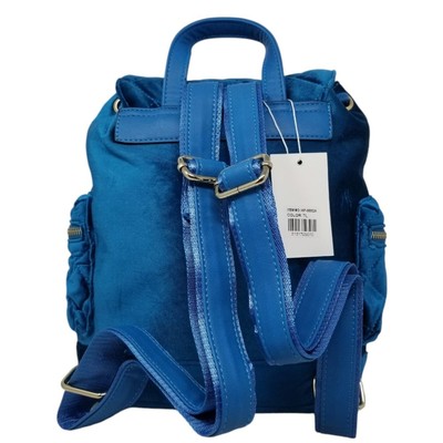 Teal Blue Quilted Drawstring backpack purse | eBay display picture 1