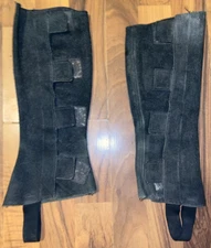 BARN STABLE BLACK SUEDE HALF CHAPS YOUTH LARGE  14''  X  13''