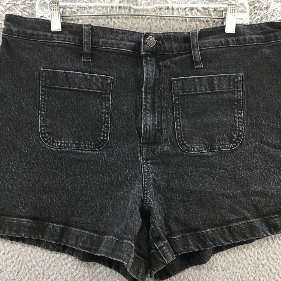 Pantalón corto Madewell Emmett tiro alto para mujer 33 negro Sendhurst parche lavado bolsillo cremallera Foto 2 de 4