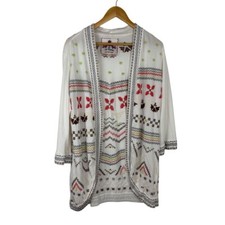 Johnny Was Open Front Cardigan XS Embroidery Southwestern Cotton Multicolor EUC
