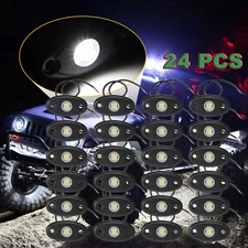 24PCS White LED Rock Light Pods Underbody Glow Lamp Offroad SUV Pickup Truck UTV