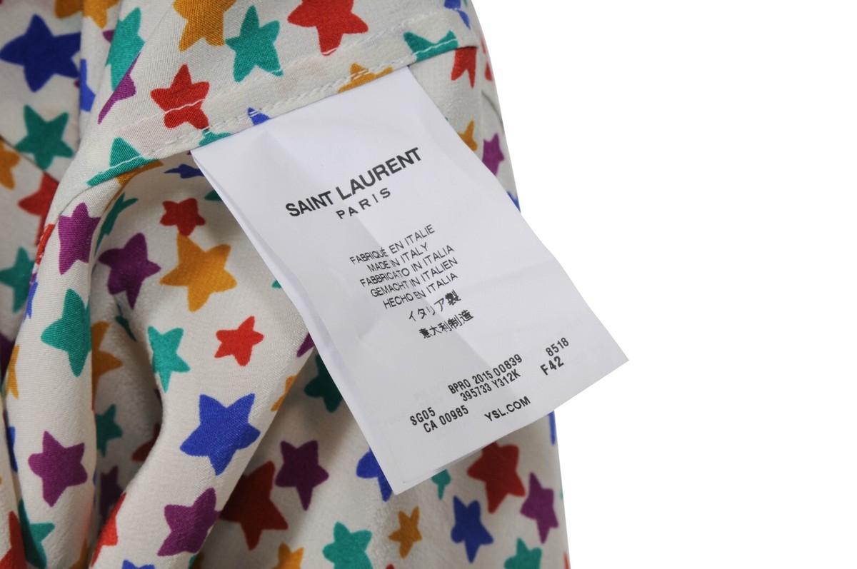 Saint Laurent Button Down Shirt F42 LX Silk Star Print Multi Saint Laurent Button Down Shirt F42 LX Silk Star Print Multi