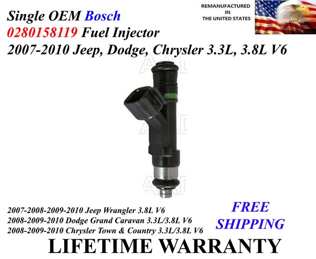 OEM Bosch Single Fuel Injector For 20082010 Dodge Grand Caravan 3.3L 3