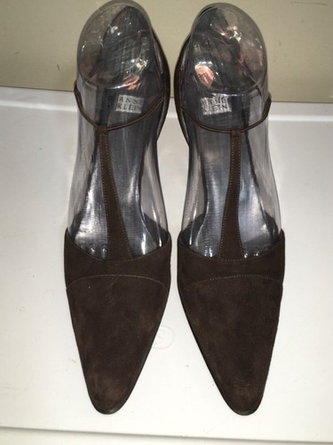 Tacones trozos Anne Klein NWB marrón gamuza elástica correa en T para mujer talla 8,5 M - Imagen 2 de 21