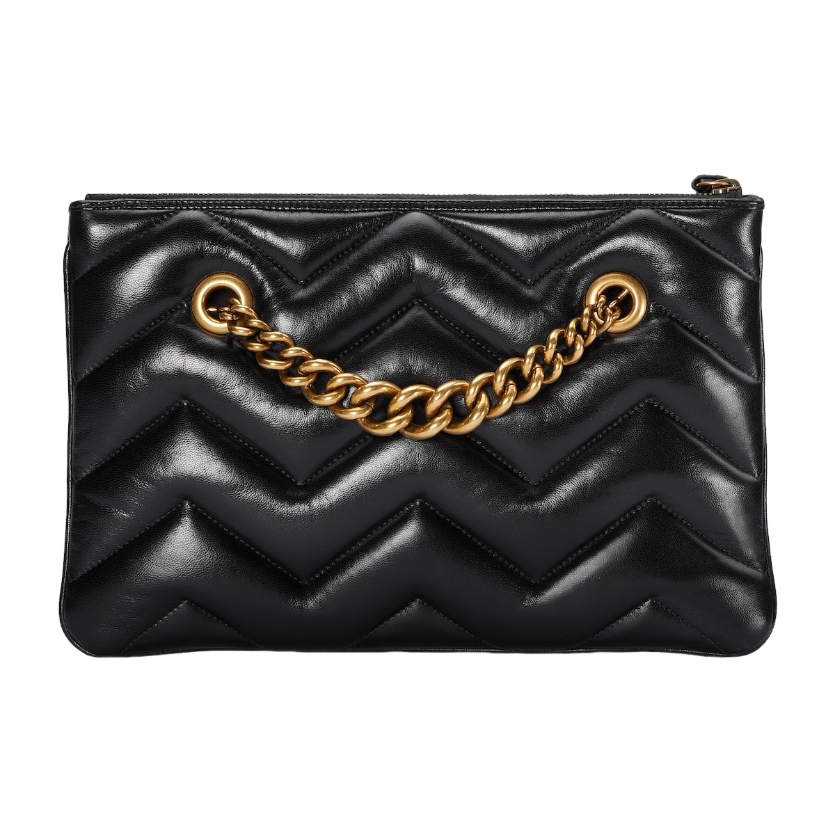 【関税&送料込】Gucci Gg Marmont Clutch GUCCI GG Marmont Black Chevron Leather Clutch New