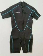 Seaskin Women's Shorty Wetsuit Front zip for diving snorkeling surfing Black M