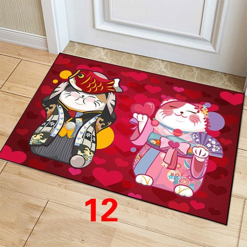 Lucky Cat Doormat Floor Mat Non-Slip Carpet Rug Velvet Cartoon Printed Style Mat - Picture 17 of 32