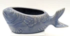 Vintage Bauer Blue Embossed Fish Shaped Planter California Pottery