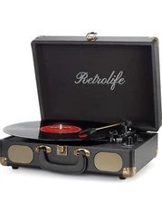 Retrolife Vinyl Record Player Suitcase Style