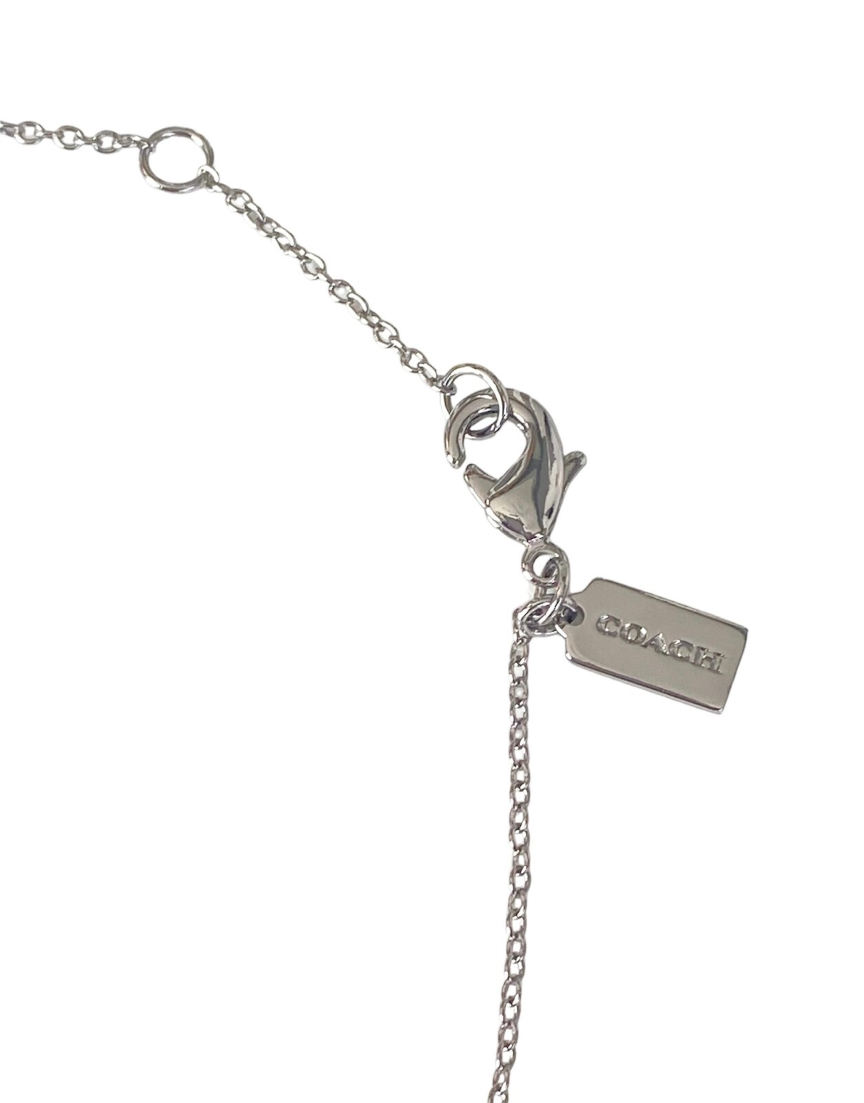 AUTH Coach New SILVER Signature Metal Logo & Eternity Pave Pendant w