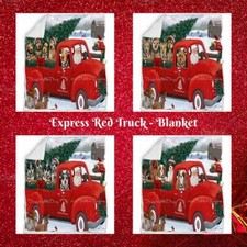 Christmas Santa Express Delivery Red Truck Dog Cat Pet Sherpa Fleece Blanket