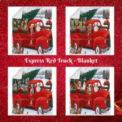Christmas Santa Express Delivery Red Truck Dog Cat Pet Sherpa Fleece Blanket