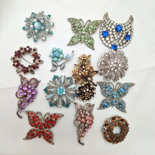 14 Vintage Broschen Konvolut Alter Modeschmuc...