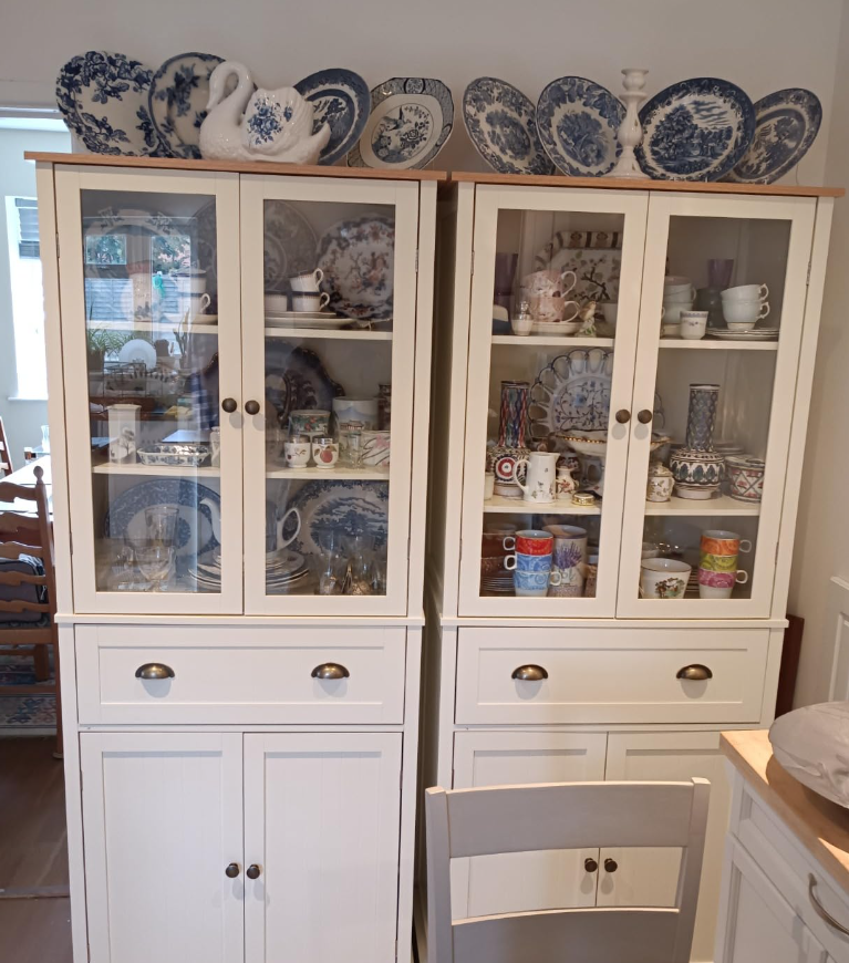 Large Kitchen Cupboard Tall Display Glass Storage Pantry Larder