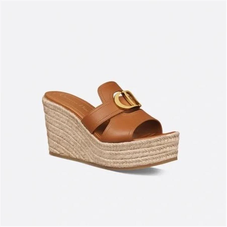 DIOR MONTAIGNE 30 CD logo cuir talon compensé espadrilles sandales chaussures