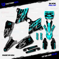 Gray & Cyan Slick Graphic Kit fits Yamaha Yz125 Yz250 15-20 Plates YZ 125 250