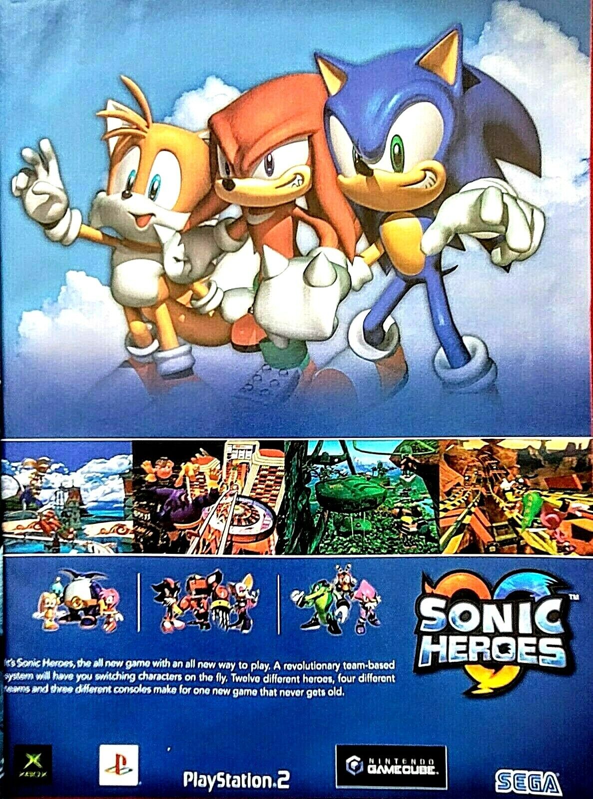 Sonic Heroes (Nintendo GameCube, 2004) COMPLETE! Tested & Working! In DVD  box 696554821958