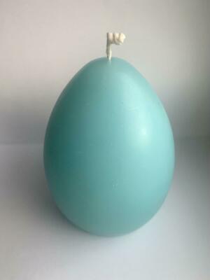 6 inch Easter Egg Candle - Turquoise - Bleeding - Perfect as Easter Table Decor