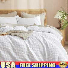 Ultra Soft Waffle Duvet Cover Set 3 Piece Cozy Sleep Bedding Machine Washable US