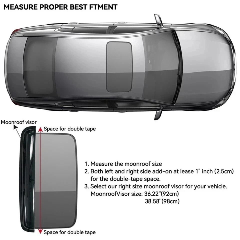Top Wind Deflector Rain Guard Sunroof Moon Roof Visor For Honda 980mm 38.5"In F8 - Image 4 of 4