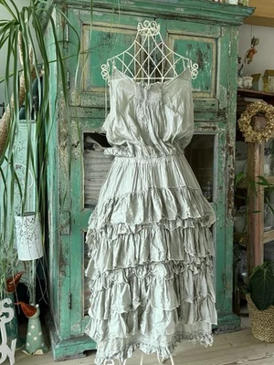 Magnolia Pearl DRESS Kleid Seide Baumwolle shabby chic USA One Size Grün - Bild 1 von 4