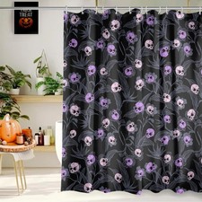 72x72 Halloween Goth Skull Shower Curtain Gothic Skeleton Waterproof Fabric
