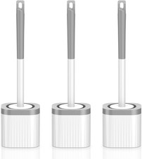 Toilet Brush, 3 Pack Compact Toilet Bowl Brush and Holder Set with Nylon Bristle