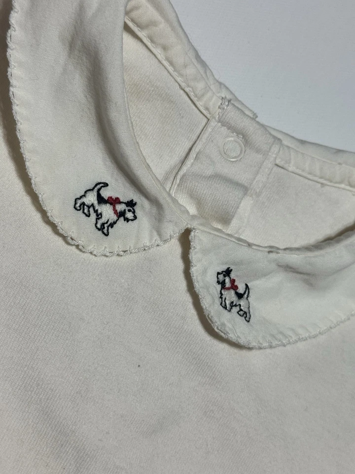 Janie and Jack 女宝宝紧身衣 12-18 个月 Peter Pan 领带 Scottie 狗 — 第 2/4 张图片