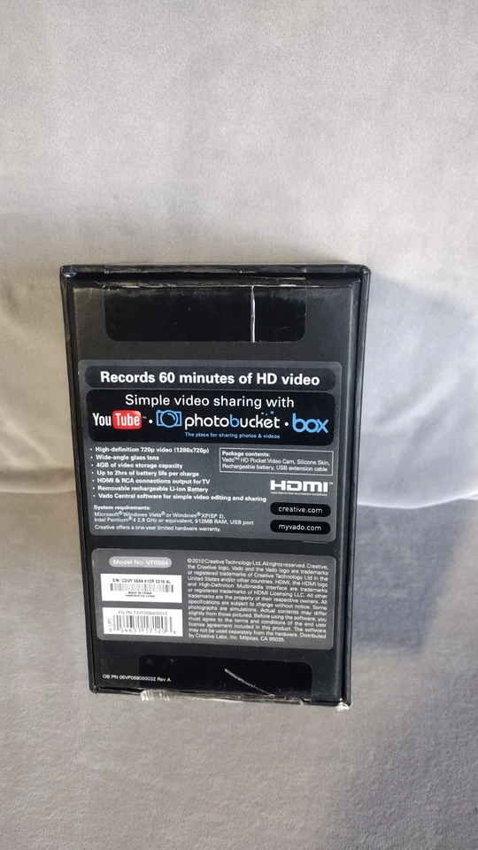 Creative Labs Vado HD VF0584 Pocket Video Cam Model 3 RED  - Image 2 of 4