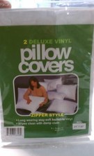 2-Pack Waterproof Zippered Vinyl Pillow Protectors Durable, Easy-Clean
