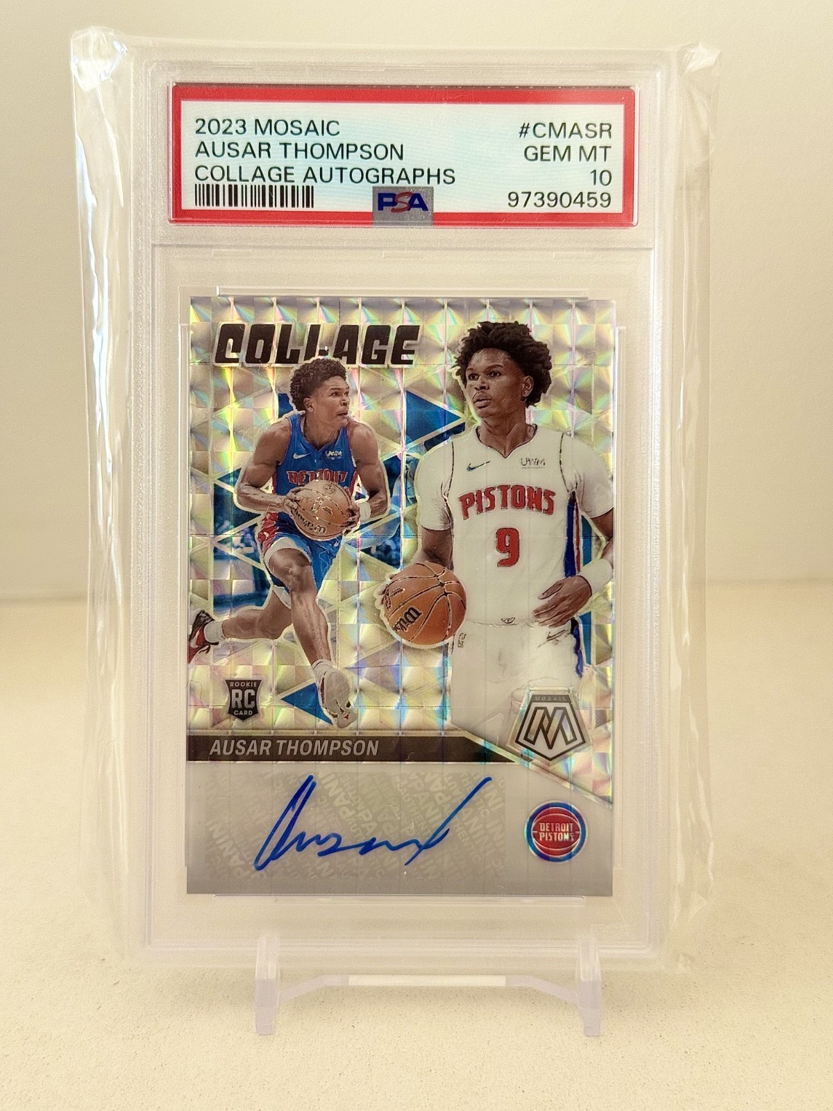2023-24 Panini Mosaic AUSAR THOMPSON Collage AUTO Silver RC PSA 10 GEM MT