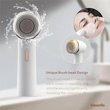 Eliteshine Electric Facial Cleansing Brush Waterproof Rechargeable with 2 Heads