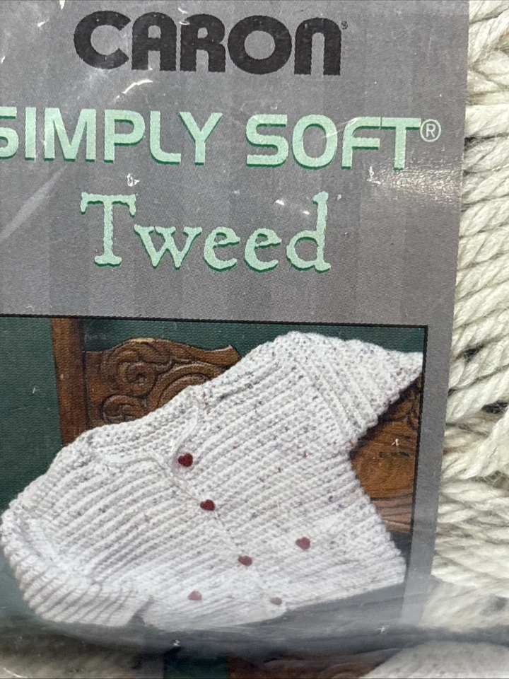 Hilo acrílico blanco roto Caron Simply Soft Tweed 00002 3 madejas Foto 2 de 4