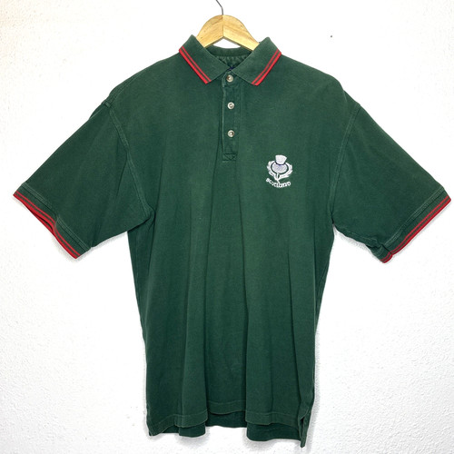 Vintage Henbury Rugby Polo Scotland  National Team Shirt Mens Large Green