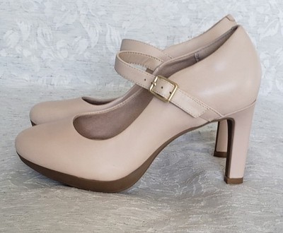 Clarks Women's Ambyr Pump Womens Nude/Beige Heels Shoes Size 5.5