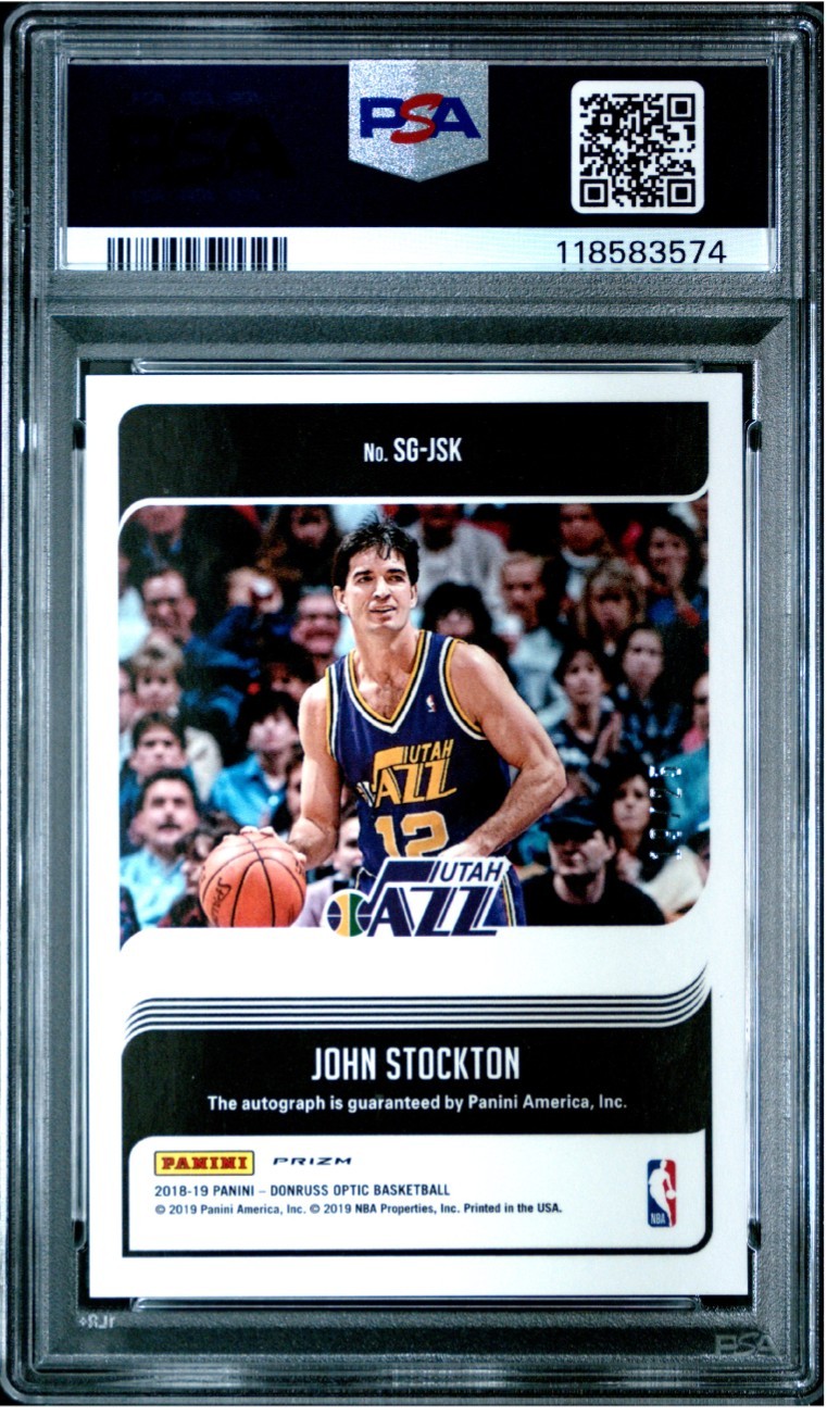 2018 Panini Donruss Optic John Stockton Signature Series /25 PSA 10 AUTO HOF view 2