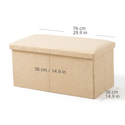 Foldable Storage Ottoman Bench, Large Capacity Space Saving Storage Chest Beige