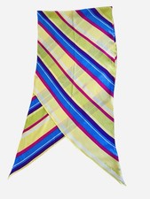 Vintage Silk Stripe Scarf by Ralph Lauren With Bright Yellow Blue Purple Pink