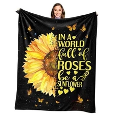 Sunflower Gifts for Women, Birthday Gifts for 60" x 50" Black-sunflower
