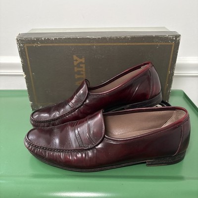 BALLY Made In Italy Gorgeous Burgundy Leather Dress Style Mens Size 9.5M Loafers