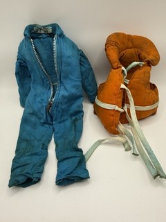 1964 Gi Joe Copter Rescue Blue Action Outfit With Orange Life Vest
